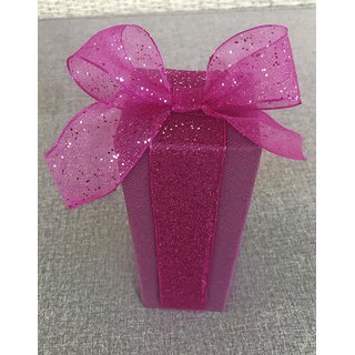 20 m x 25 mm Dekoband GLITZER PINK Geschenkband glnzend aus Organza mit Drahtkanten