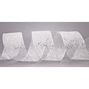 3 m x 40 mm Dekoband GLITZER WEISS Silber Geschenkband...