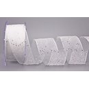 20 m x 40 mm Dekoband GLITZER WEISS Silber Geschenkband...
