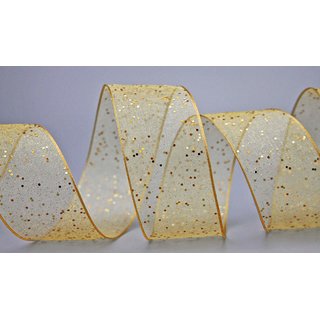 3 m x 40 mm Dekoband GLITZER GOLD Geschenkband glänzend...