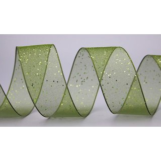 3 m x 40 mm Dekoband GLITZER GRÜN Geschenkband glänzend...