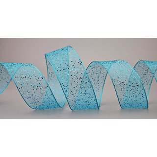 3 m x 40 mm Dekoband GLITZER TÜRKIS Geschenkband glänzend...