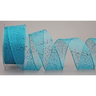 20 m x 40 mm Dekoband GLITZER TÜRKIS Geschenkband...