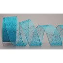 20 m x 40 mm Dekoband GLITZER TRKIS Geschenkband...