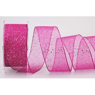 20 m x 40 mm Dekoband GLITZER PINK Geschenkband glänzend...