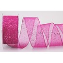 20 m x 40 mm Dekoband GLITZER PINK Geschenkband glnzend...