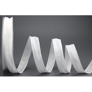 20 m x 15 mm Dekoband OLIVER WEISS (101) Stoffband mit Drahtkanten Schleifenband Nordstil Geschenkband
