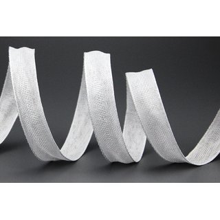 20 m x 15 mm Dekoband OLIVER WEISS (101) Stoffband mit Drahtkanten Schleifenband Nordstil Geschenkband
