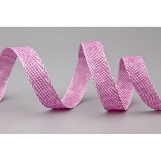 3 m x 15 mm Dekoband OLIVER PINK (116) Stoffband mit Drahtkanten Schleifenband Nordstil Geschenkband
