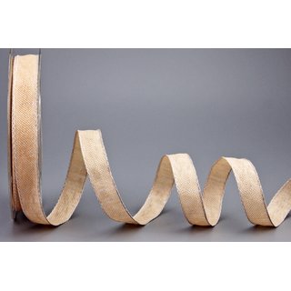 20 m x 15 mm Dekoband OLIVER APRICOT (106) Stoffband mit Drahtkanten Schleifenband Nordstil Geschenkband