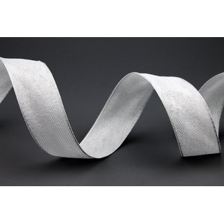20 m x 25 mm Dekoband OLIVER WEISS (101) Stoffband mit Drahtkanten Schleifenband Nordstil Geschenkband