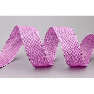 3 m x 25 mm Dekoband OLIVER PINK (116) Stoffband mit Drahtkanten Schleifenband Nordstil Geschenkband