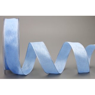 20 m x 25 mm Dekoband OLIVER HELLBLAU Blau (153) Stoffband mit Drahtkanten Schleifenband Nordstil Geschenkband