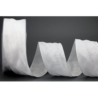 20 m x 40 mm Dekoband OLIVER WEISS (101) Stoffband mit Drahtkanten Schleifenband Nordstil Geschenkband