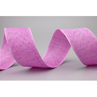 3 m x 40 mm Dekoband OLIVER PINK (116) Stoffband mit Drahtkanten Schleifenband Nordstil Geschenkband