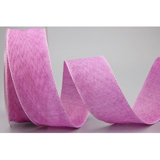 20 m x 40 mm Dekoband OLIVER PINK (116) Stoffband mit Drahtkanten Schleifenband Nordstil Geschenkband