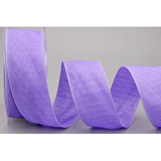 20 m x 40 mm Dekoband OLIVER FLIEDER Lavendel (114) Stoffband mit Drahtkanten Schleifenband Nordstil Geschenkband