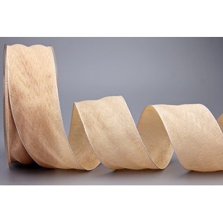 20 m x 40 mm Dekoband OLIVER APRICOT (106) Stoffband mit Drahtkanten Schleifenband Nordstil Geschenkband