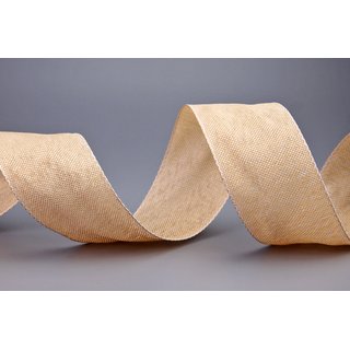 20 m x 40 mm Dekoband OLIVER APRICOT (106) Stoffband mit Drahtkanten Schleifenband Nordstil Geschenkband