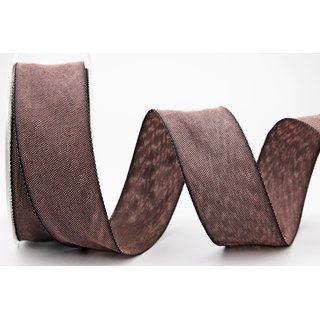 20 m x 40 mm Dekoband OLIVER ALTROSA DUNKEL (263) Stoffband mit Drahtkanten Schleifenband Nordstil Geschenkband