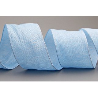 3 m x 40 mm Dekoband OLIVER HELLBLAU Blau (153) Stoffband mit Drahtkanten Schleifenband Nordstil Geschenkband