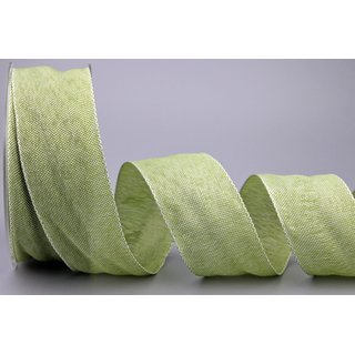 20 m x 40 mm Dekoband OLIVER OLIV HELL (112) Stoffband mit Drahtkanten Schleifenband Nordstil Geschenkband