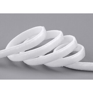 Elastisches Samtband WEISS (401) 1 m x 6 mm METERWARE Samt einseitig Stretch Velour Elastic Velvet