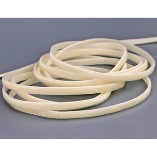 Elastisches Samtband CREME (612) 1 m x 6 mm METERWARE Samt einseitig Stretch Velour Elastic Velvet