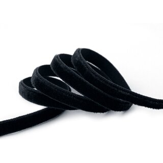 Elastisches Samtband SCHWARZ (725) 1 m x 6 mm METERWARE Samt einseitig Stretch Velour