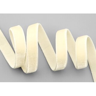 Elastisches Samtband CREME (612) 1 m x 9 mm METERWARE Samt einseitig Stretch Velour