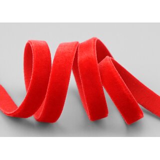 Elastisches Samtband ROT | KNALLROT (315) 1 m x 9 mm METERWARE Samt einseitig Stretch Velour