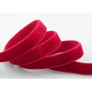 Elastisches Samtband ROT | DUNKELROT (340) 1 m x 9 mm METERWARE Samt einseitig Stretch Velour