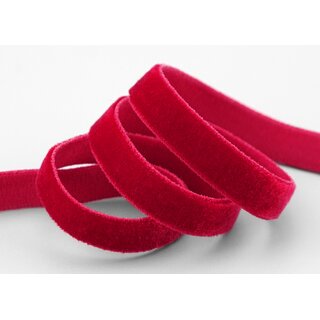 Elastisches Samtband ROT | DUNKELROT (340) 1 m x 9 mm METERWARE Samt einseitig Stretch Velour