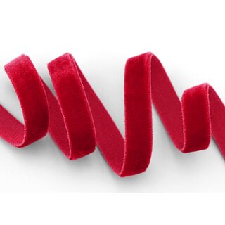 Elastisches Samtband ROT | DUNKELROT (340) 1 m x 9 mm METERWARE Samt einseitig Stretch Velour