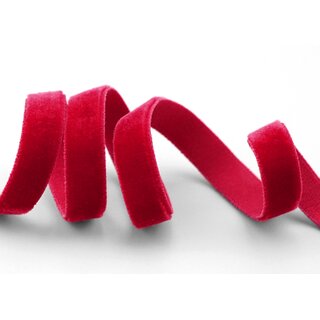 Elastisches Samtband ROT | DUNKELROT (340) 1 m x 9 mm METERWARE Samt einseitig Stretch Velour
