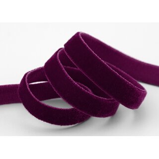 Elastisches Samtband BURGUND | BORDEAUX (385) 1 m x 9 mm METERWARE Samt einseitig Stretch Velour