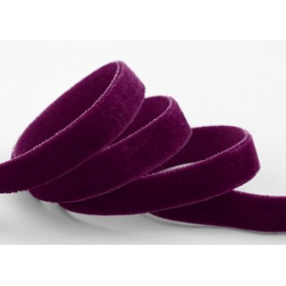 Elastisches Samtband BURGUND | BORDEAUX (385) 1 m x 9 mm METERWARE Samt einseitig Stretch Velour
