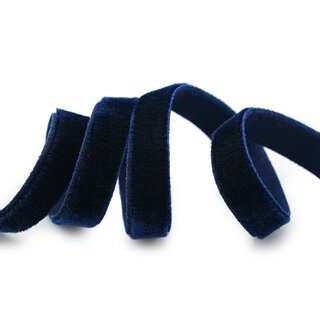Elastisches Samtband DUNKELBLAU (590) 1 m x 9 mm METERWARE Samt einseitig Stretch Velour