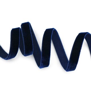Elastisches Samtband DUNKELBLAU (590) 1 m x 9 mm METERWARE Samt einseitig Stretch Velour