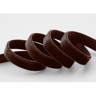 Elastisches Samtband BRAUN (691) 1 m x 9 mm METERWARE Samt einseitig Stretch Velour