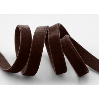 Elastisches Samtband BRAUN (691) 1 m x 9 mm METERWARE Samt einseitig Stretch Velour