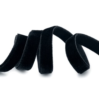 Elastisches Samtband SCHWARZ (725) 1 m x 9 mm METERWARE Samt einseitig Stretch Velour