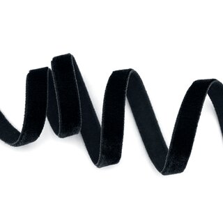 Elastisches Samtband SCHWARZ (725) 1 m x 9 mm METERWARE Samt einseitig Stretch Velour