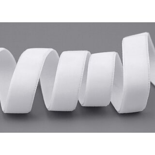 Elastisches Samtband WEISS (401) 1 m x 22 mm METERWARE Samt einseitig Stretch Velour