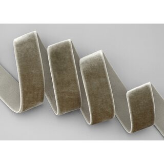 Elastisches Samtband TAUPE (639) 1 m x 22 mm METERWARE Samt einseitig Stretch Velour