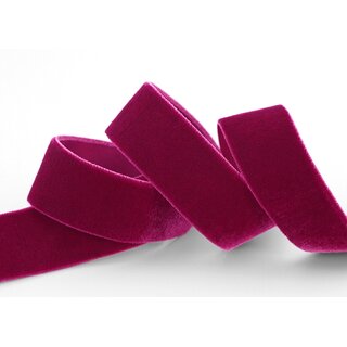 Elastisches Samtband WEINROT (360) 1 m x 22 mm METERWARE Samt einseitig Stretch Velour