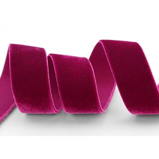 Elastisches Samtband WEINROT (360) 1 m x 22 mm METERWARE Samt einseitig Stretch Velour