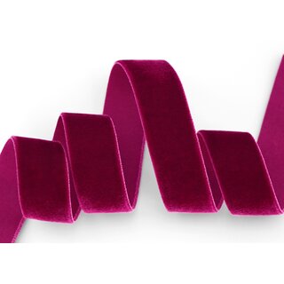 Elastisches Samtband WEINROT (360) 1 m x 22 mm METERWARE Samt einseitig Stretch Velour
