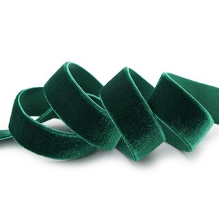 Elastisches Samtband DUNKELGRN (871) 1 m x 22 mm METERWARE Samt einseitig Stretch Velour