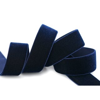 Elastisches Samtband DUNKELBLAU (590) 1 m x 22 mm METERWARE Samt einseitig Stretch Velour